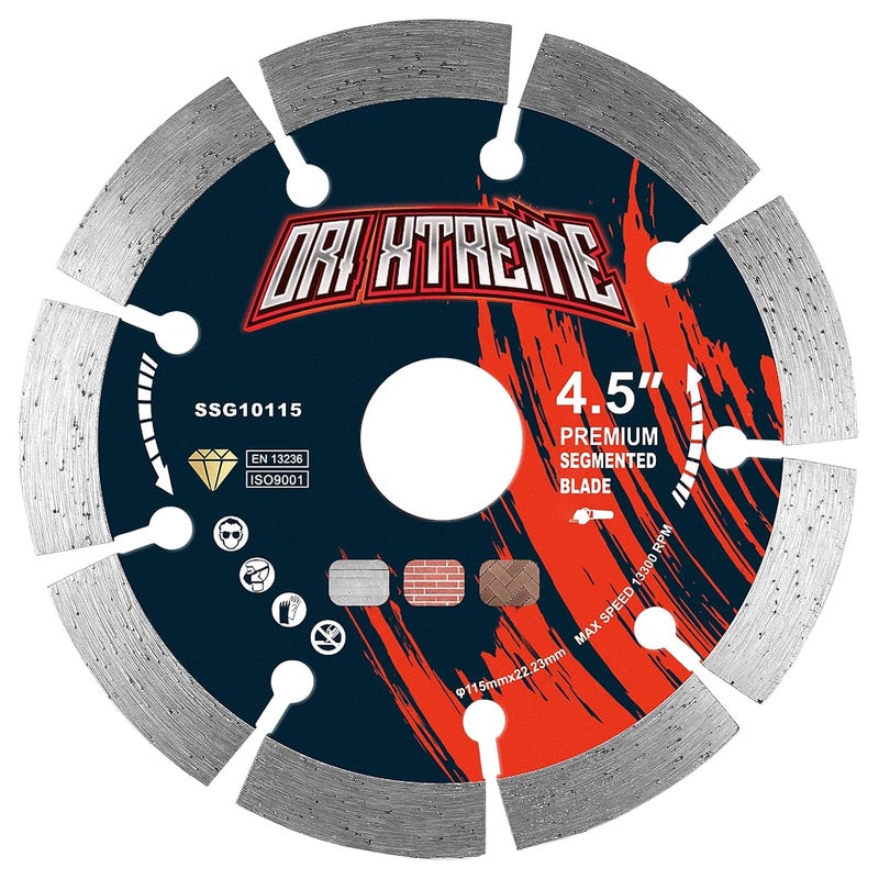 ORIXTREME 4 1/2 Inch Diamond Saw Blade, Segmented General Purpose Blade Dry/Wet Cutting Concrete, Masonry, Brick, Block,7/8"-5/8” Arbor - Image 1